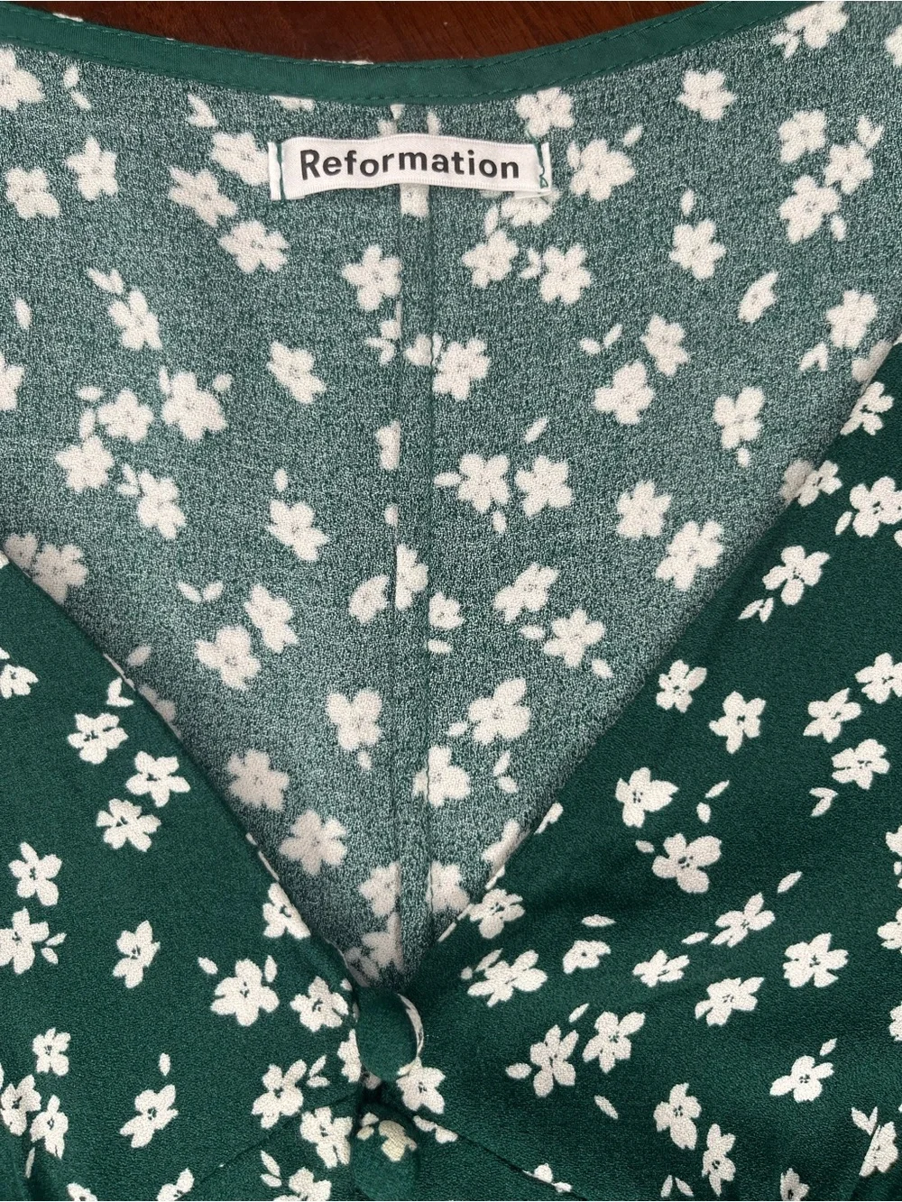 Reformation Nell Top Annette Green Floral Puff Sleeve Blouse S